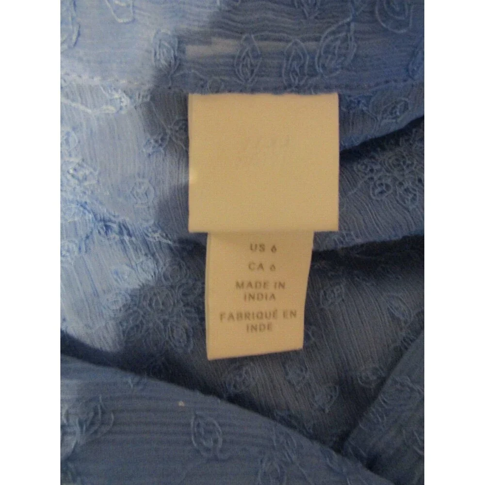 H&M Maxi Dress Blue Embroidered Tiered Cuff Sleeves Slip Lining Size 6 - Picture 8 of 8